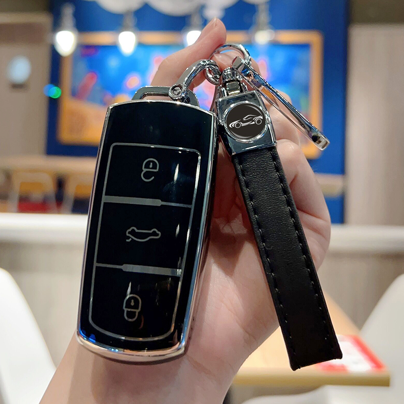 适用大众汽车钥匙套老款迈腾b7帕萨特cc蔚揽包扣壳可爱女专用高档