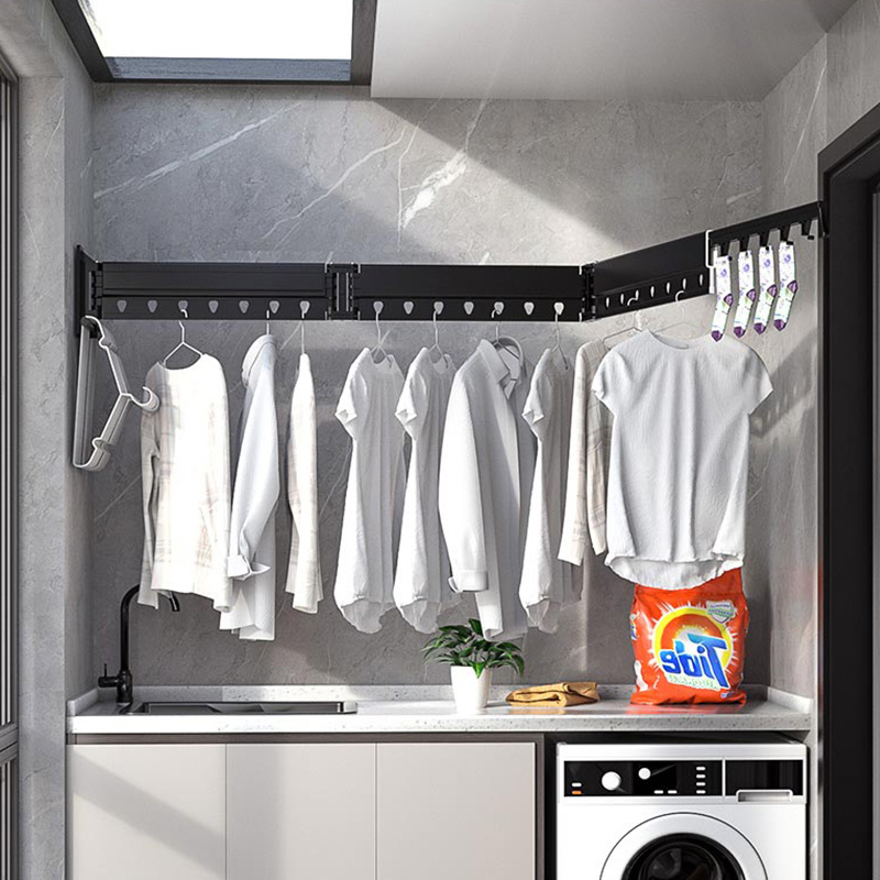 阳台家用伸缩晾衣杆壁挂式