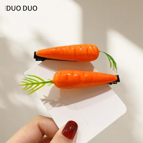 仿真立体胡萝卜侧边碎发夹趣味
