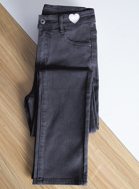 原创烟灰色烟管直筒牛仔裤女2026春季高腰九分宽松黎型身材显瘦