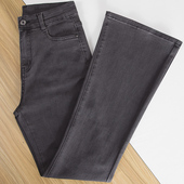 马刺啼裤 高个子弹力显瘦喇叭裤 厚 女2026春季 烟灰色喇叭牛仔裤