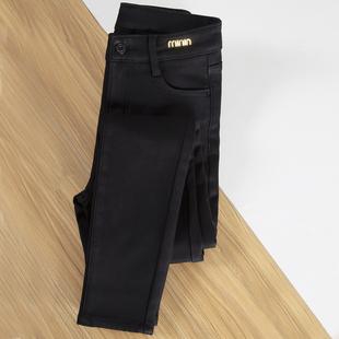 紧身弹力加绒长裤 原创黑色牛仔裤 高腰显瘦冬季 2025年新款 女小脚裤