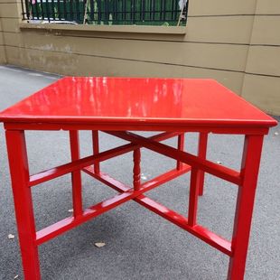 实木八仙桌大红农村老式折叠拜天公拜神供桌拆卸正方形中式四方桌