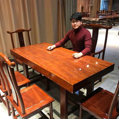 奥坎实木大板原木胡桃木巴花大板茶桌椅组合茶台茶板2米办公桌面