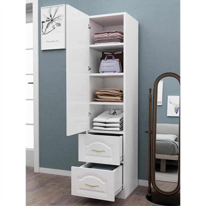 欧式实木单门衣柜带抽屉窄小型单人储物柜儿童衣橱出租房简易衣柜