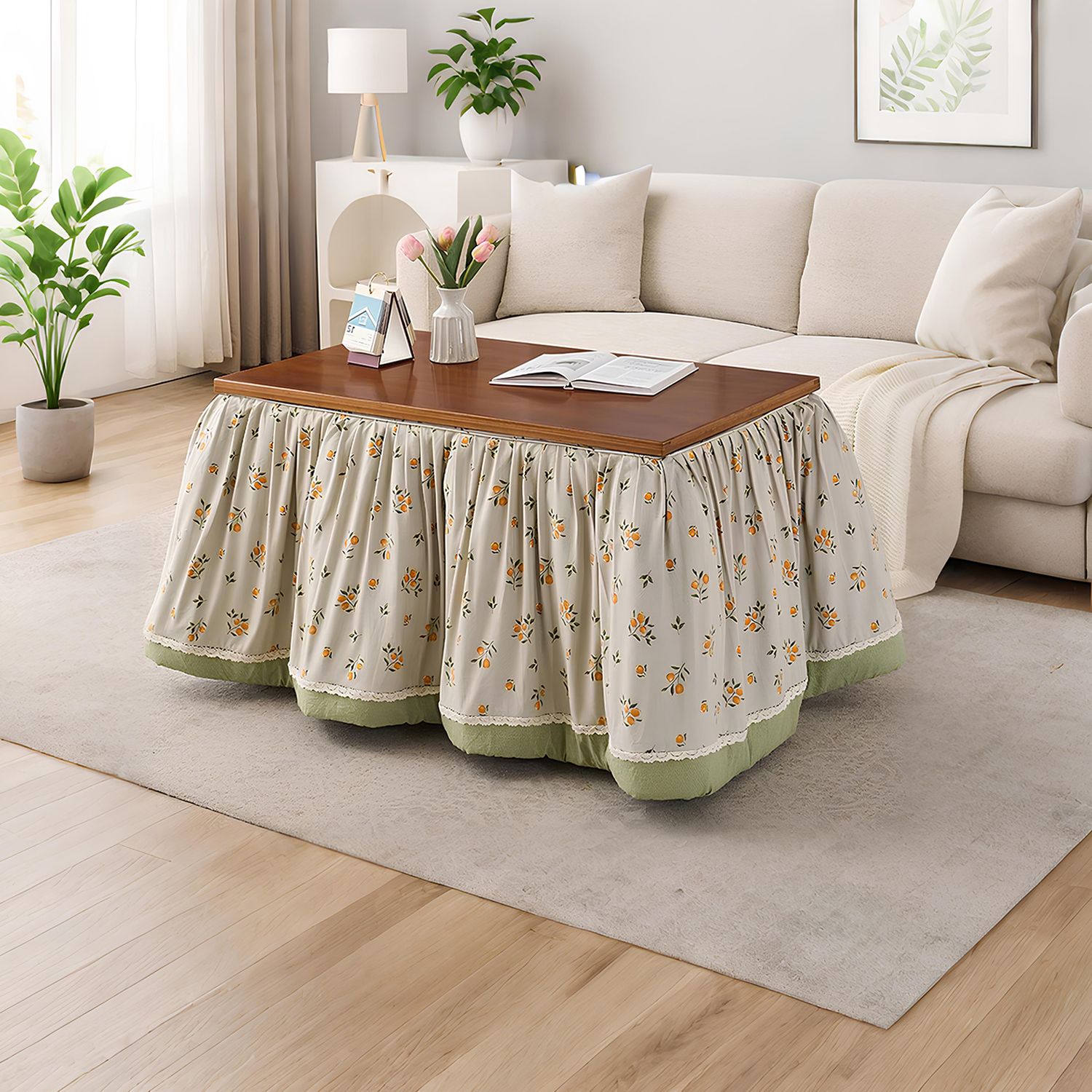 烤火桌子家用长方形简易多功能楠竹1.2米冬季取暖桌折叠烤火架子