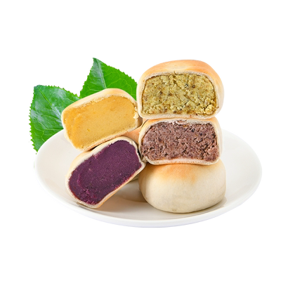 冰皮绿豆红豆板栗紫薯饼