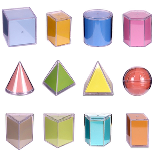 透明透视立体几何体模型儿童图形几何形状认知面积与体积的推算点线面的关系演示器含卡纸三棱柱三棱锥四棱柱