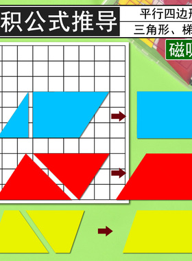 多边形平行四边形面积的教具梯形三角形公式推导套装学生用小学数学五年级学具图形变换操作材料教师演示磁吸