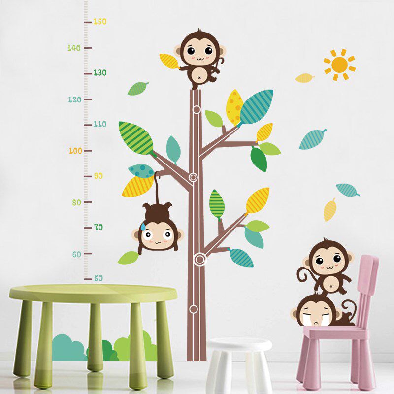 儿童量身高卡通墙贴可移除小孩身高墙贴纸家用宝宝测身高贴画自粘