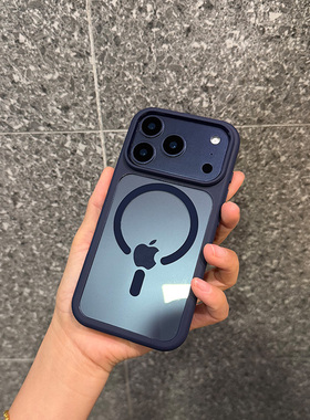 适用iphone17promax手机壳透明蓝色苹果17pro轻薄裸机手感17不包镜头不包拍照键简约isn风