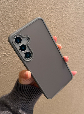 适用三星Galaxy手机壳S25防摔s24新款plus保护套5G外壳U磨砂s23透明+防指纹s21十fe简约S22肤感蓝色钛灰色