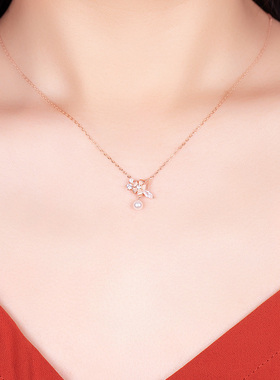 新年礼物项链女款卡兔妮韩版新品纯银镀金镶嵌锆石性感锁骨链