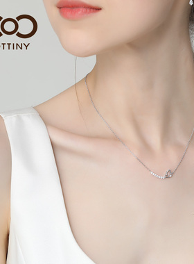 Cottiny卡兔妮韩版纯银镀金镂空蝴蝶镶嵌锆石女友锁骨项链SNB1016