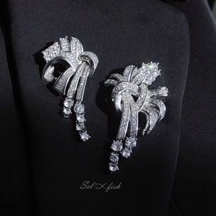 不对称设计胸针 1950s古董复刻款 耳钉 西洋古董vintage Selfish