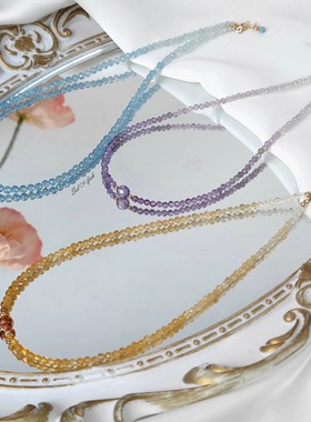 小众设计天然渐变色水晶项链手链