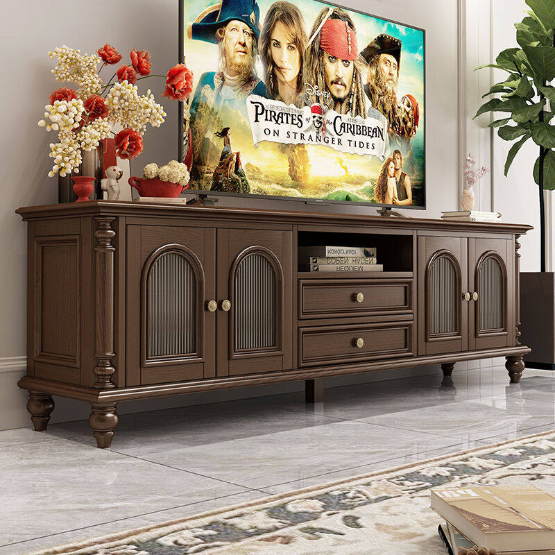 美式乡村全实木电视机柜2.2米复古客厅成套家具法式茶几家用组合