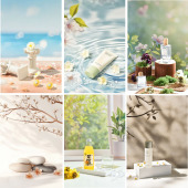 3D立体拍照背景纸夏季 护肤品饮料摄影双面树影光影假窗户背景墙桌面拍摄美食视频美妆产品拍照道具装 饰摆件