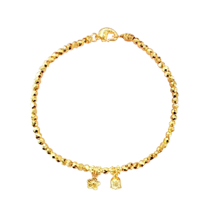 小铃兰花黄金蹦迪手链女新款999足金爆闪镭射珠碎金子5G硬金手串