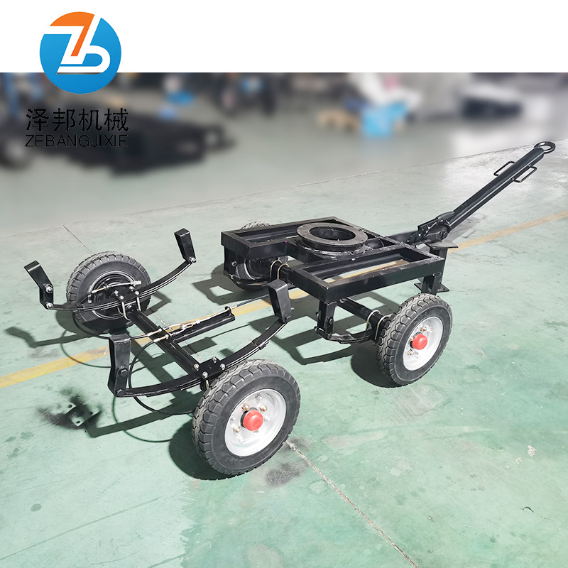 四轮转向车桥牵引拖车底架2吨转盘式拖车底盘厂区运输工具车挂车