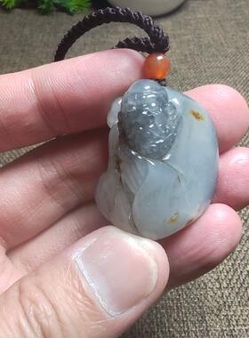 和田玉吊坠达摩黑白分明肉质细腻
