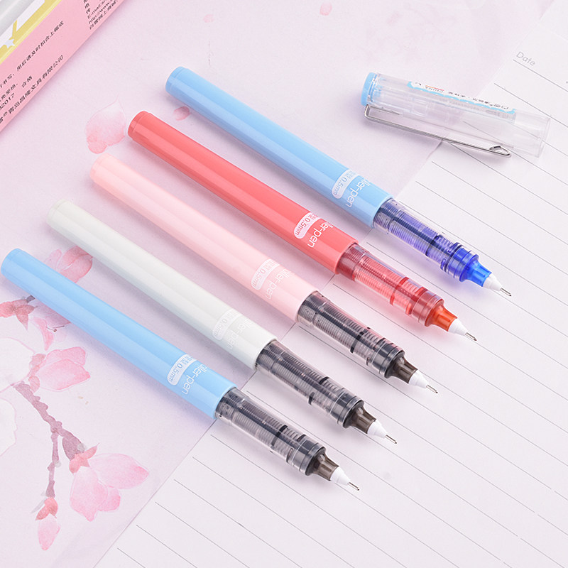 BAIXUE 직선 액체 볼펜 바늘 튜브 유형 교체 가능한 잉크 백 리필 학생용 귀여운 창의적인 기능 간단한 젤 펜 0.5MM 서명 펜 0.38MM 검정색 빨간색 파란색 대용량 쓰기 쉽습니다