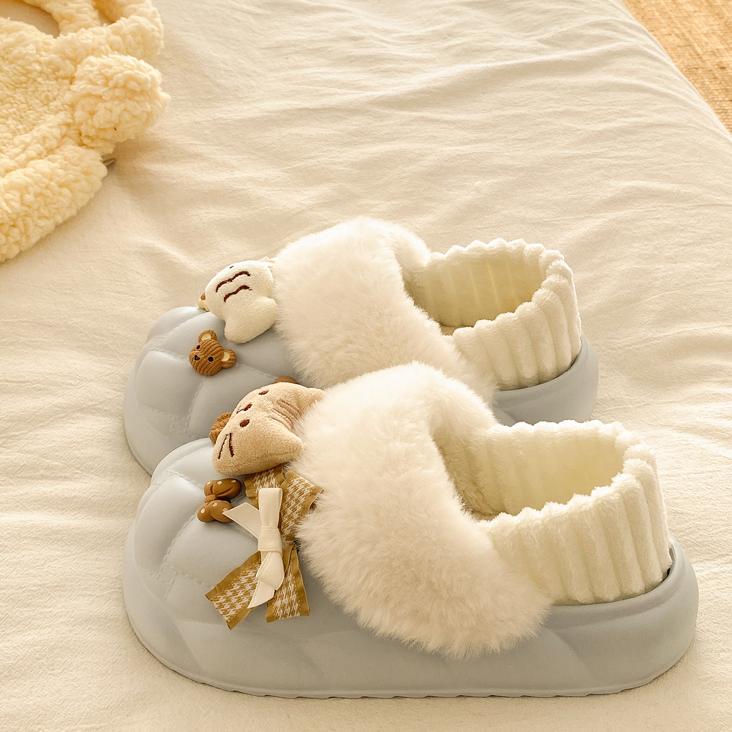 可爱猫鱼防水保暖包跟棉拖鞋