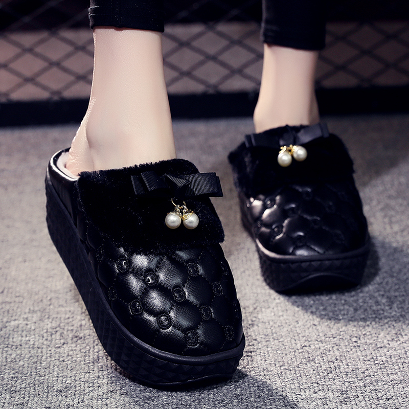 增高跟棉拖鞋女2021居加绒棉鞋