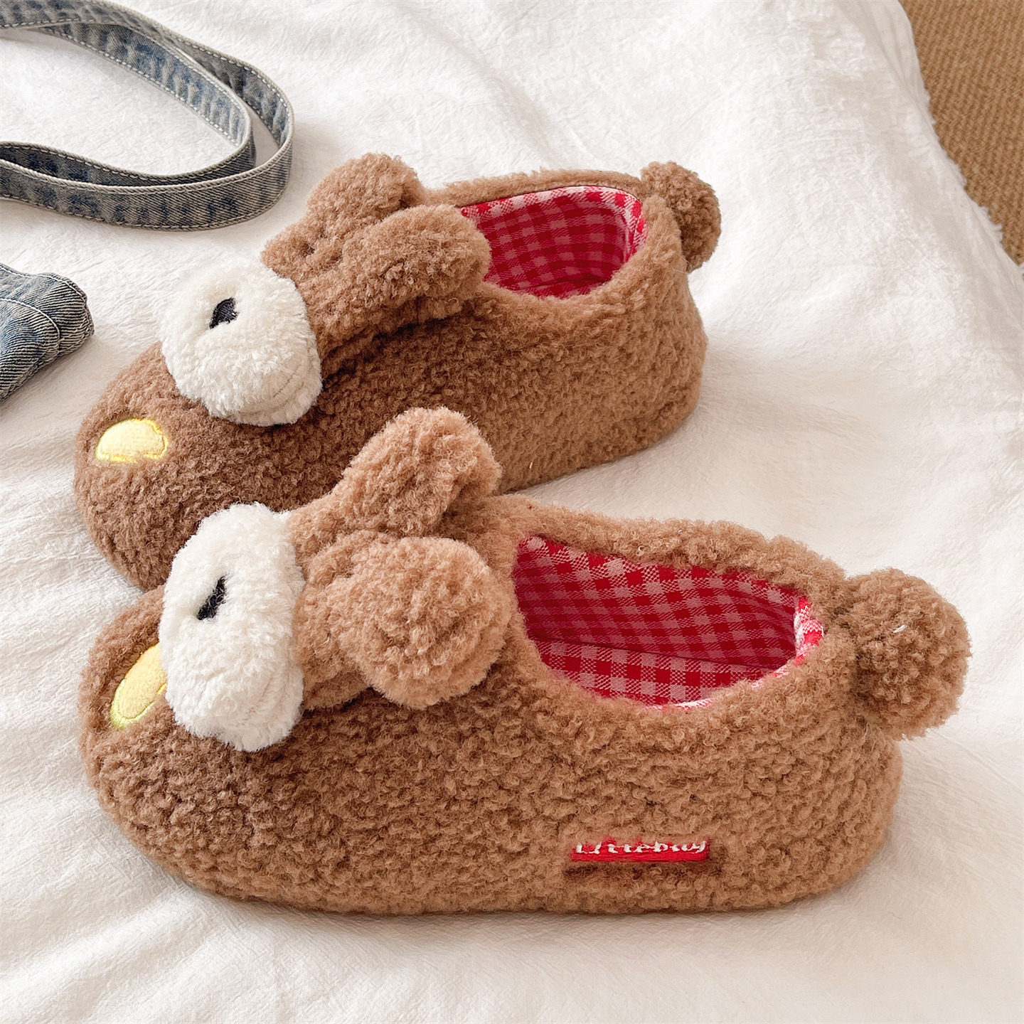 厚底包跟棉鞋女冬季情侣室内居家毛绒保暖防滑可爱草莓小狗棉拖鞋,女鞋,毛毛鞋,淘宝优惠券,粉丝福利购,淘宝优惠卷