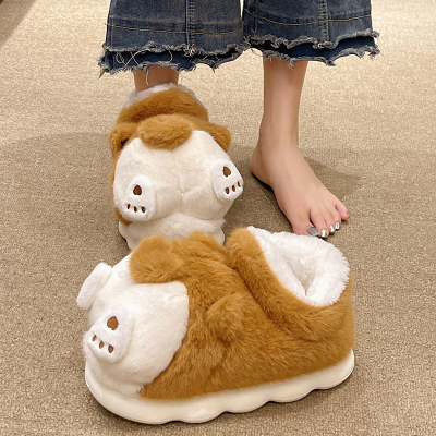 可爱柯基高帮毛绒棉鞋