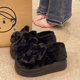 外穿 室内居家厚底增高可爱大蝴蝶结毛绒包跟保暖棉鞋 棉拖鞋 女冬季