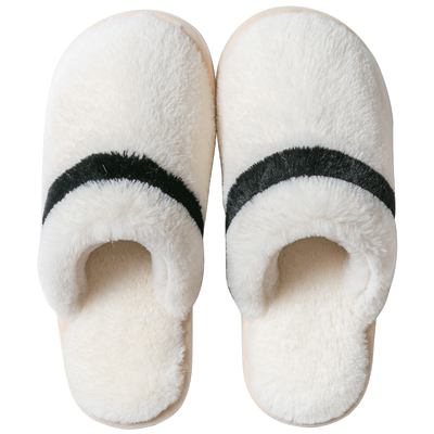 简约厚底防滑毛绒保暖情侣棉拖鞋