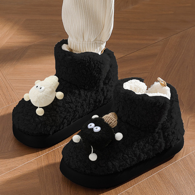 冬季居家外穿厚底包跟保暖棉鞋