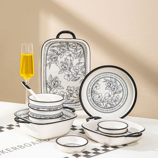 家用饭碗小香风创意陶瓷餐具套装 碗碟套装 高颜值碗筷家用碗盘组合