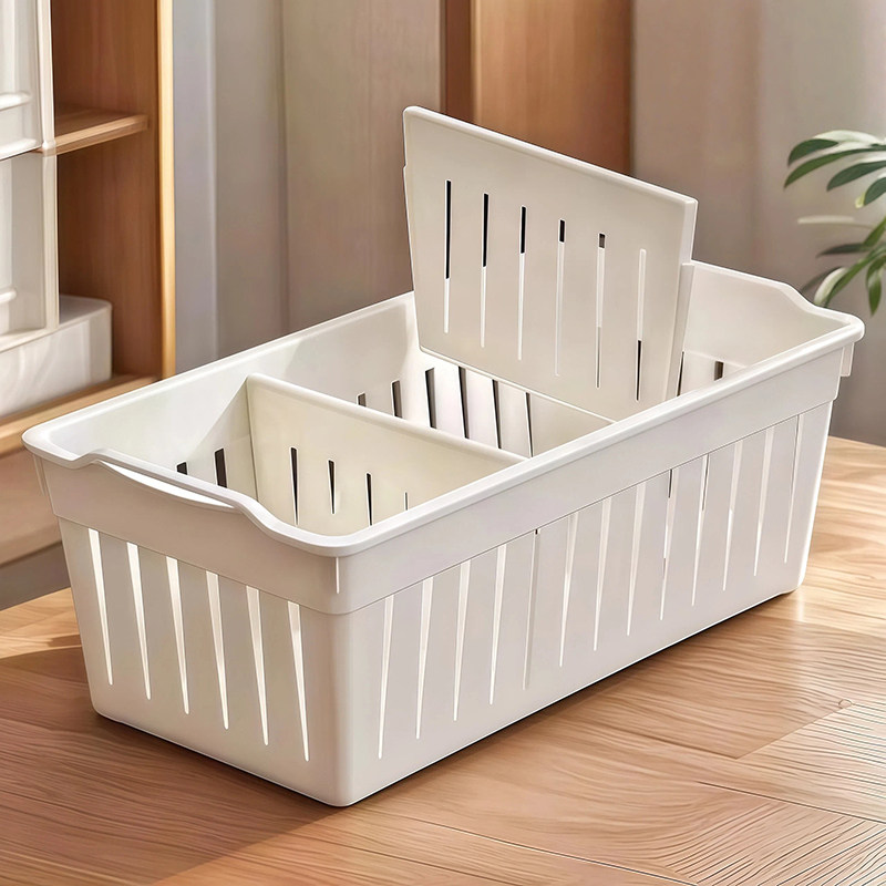 长方形收纳筐桌面塑料储物分格整