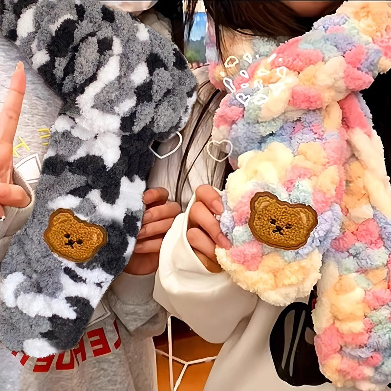 手指围巾毛线手工diy超粗猫尾巴编织材料包粗毛线手织送女友礼物