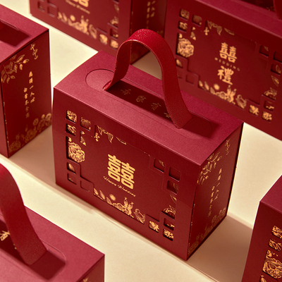 新款结婚中式喜糖盒2025婚礼糖果礼盒订婚手提高级感糖袋包装盒空