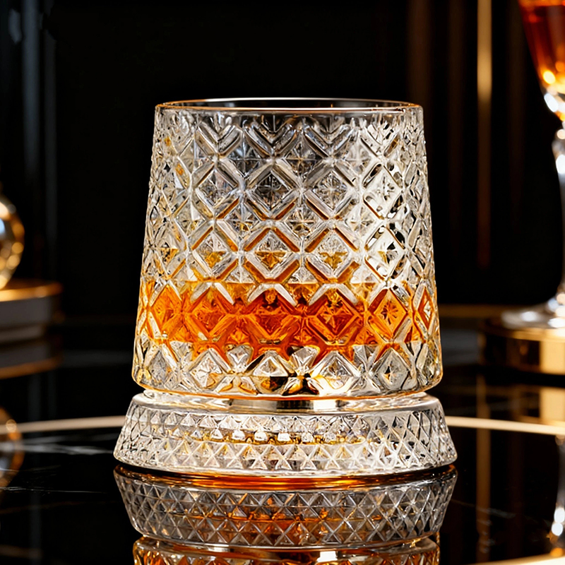 网红高级感旋转威士忌酒杯洋酒杯
