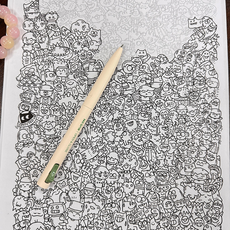 摸鱼线条画临摹纸简笔画控笔练习画画描画本上班无聊偷懒解压涂纸