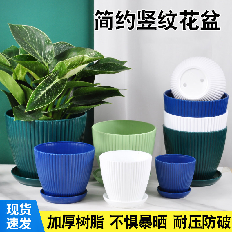 多肉花盆竖纹小号树脂塑料带托盘小盆栽法师非陶瓷盆包邮特价清仓