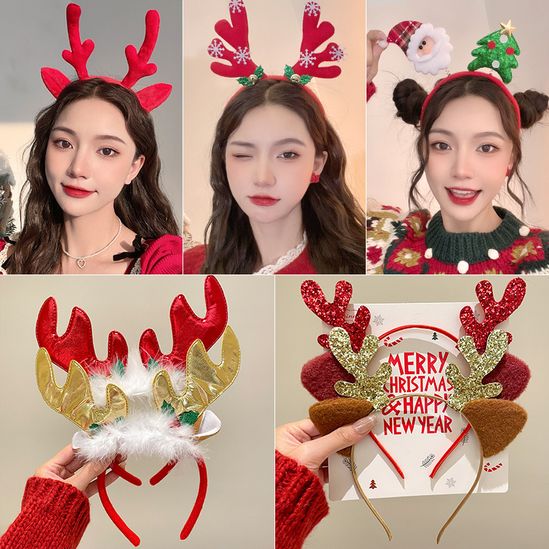 圣诞老人头饰成人麋鹿角头箍儿童