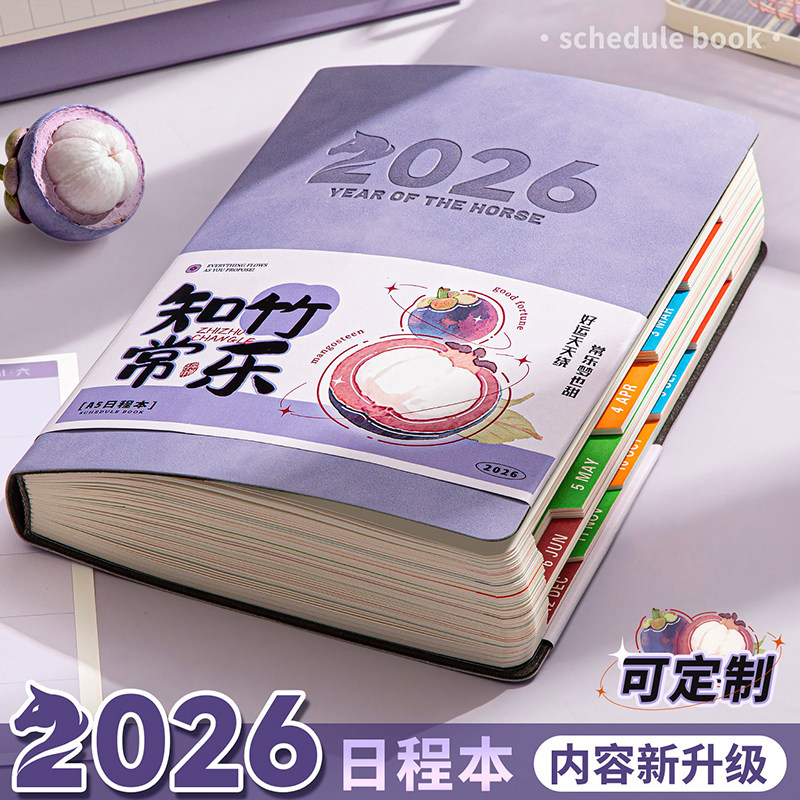 2026全年日程本计划表新款定制笔记本子工作日志日记本日历记事本自律打卡效率手册时间管理手账高颜值ins风