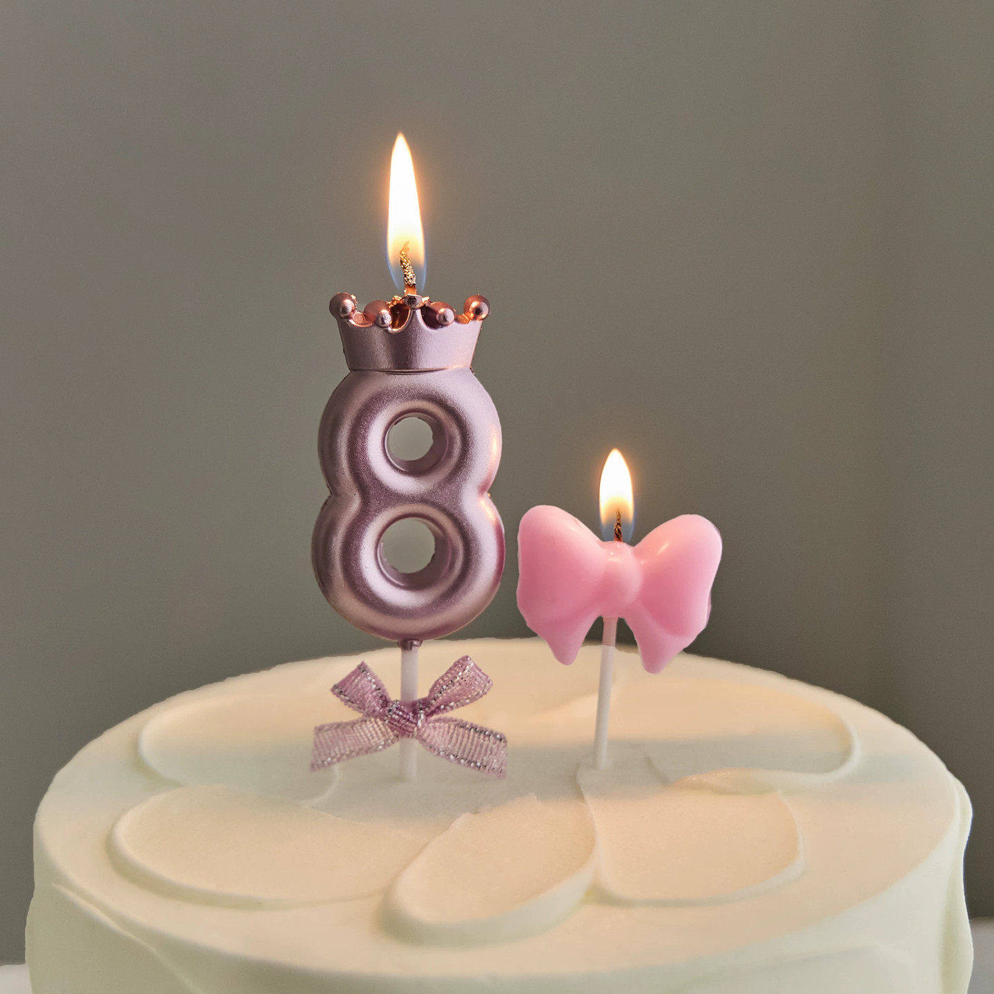 粉色皇冠蝴蝶结数字蜡烛生日布置蛋糕装饰插件男孩女孩派对装扮