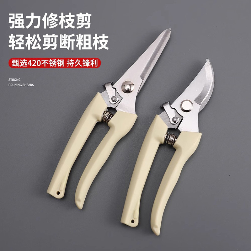 不锈钢树枝修枝剪采摘水果花木剪园林果树花卉枝嫁接园艺剪刀工具