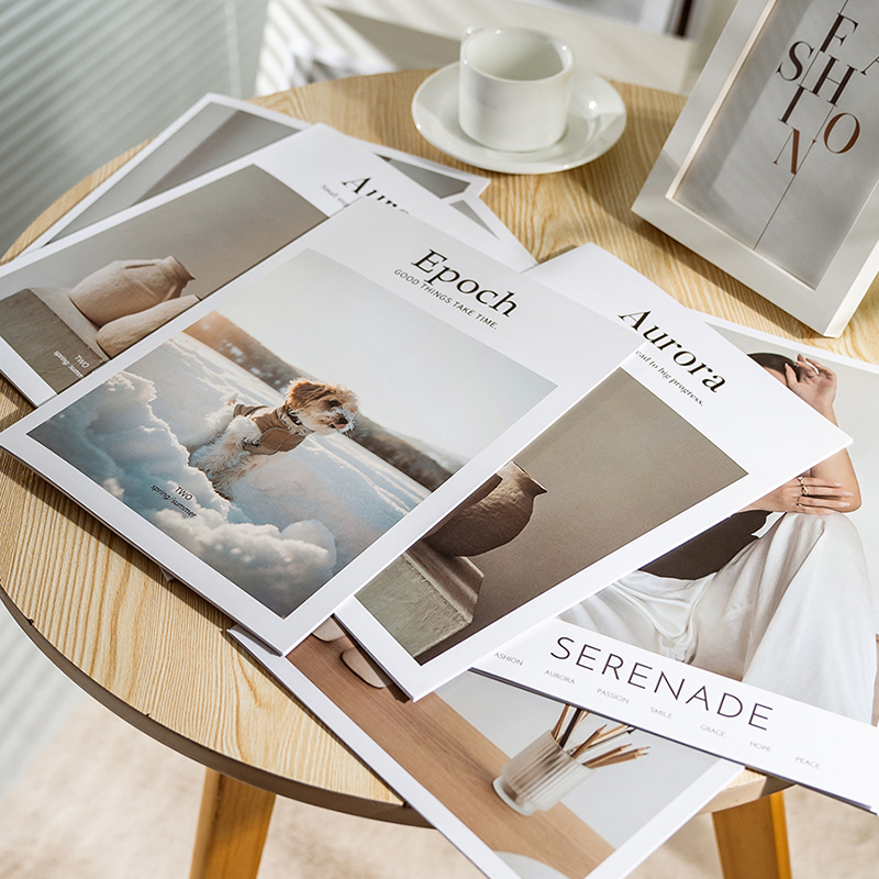 香彩简约英文杂志拍摄背景