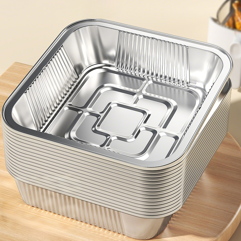空气炸锅专用锡纸盘方形烤盘锡纸盒烘焙烤箱家用铝箔锡纸碗