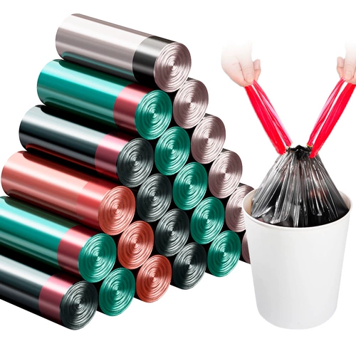 Портативный одноразовый автоматический пластиковый мусорный мешок для домашнего использования, увеличенная толщина, на шнурках