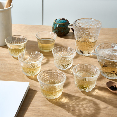 日式耐热玻璃茶具小茶杯清酒杯