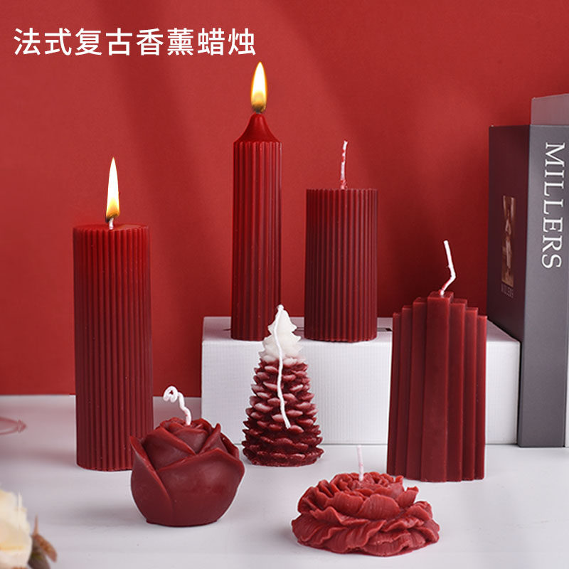 法式覆古酒红色香薰蜡烛小众高级浪漫情调喜烛结婚家用烛台摆件,家居饰品,香薰蜡烛,淘宝优惠券,粉丝福利购,淘宝优惠卷