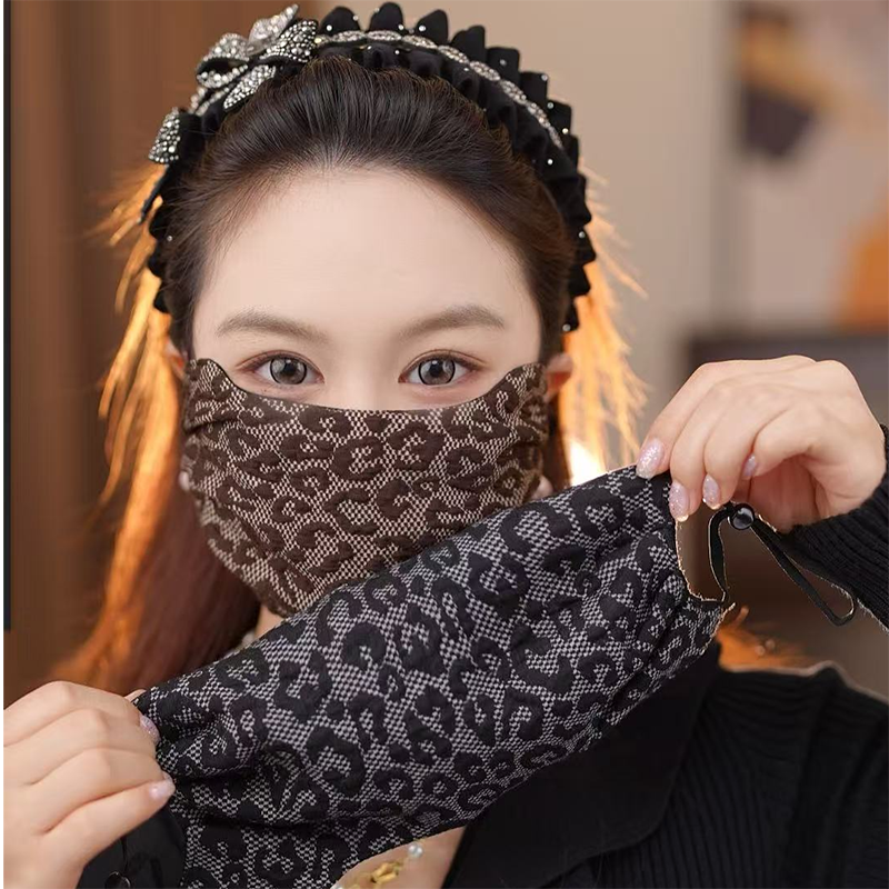 秋冬保暖口罩豹纹女高颜值新款防